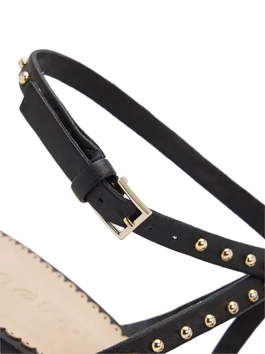 Cinq à Sept Women's Blair 95MM Studded Leather Sandals - Black Gold - Size 10 | Thumbnail 5