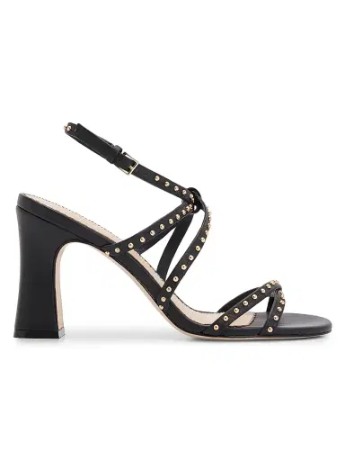Cinq à Sept Women's Blair 95MM Studded Leather Sandals - Black Gold - Size 10 | Thumbnail 1