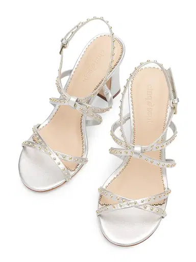 Cinq à Sept Women's Blair 95MM Studded Leather Sandals - Silver Gold - Size 10 | Thumbnail 4 Cinq à Sept Women's Blair 95MM Studded Leather Sandals - Silver Gold - Size 10 | Thumbnail 4