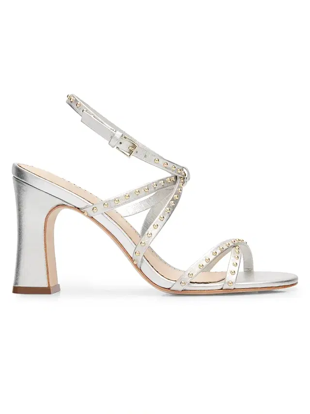 Cinq à Sept Women's Blair 95MM Studded Leather Sandals - Silver Gold