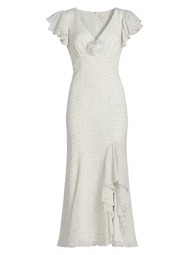 Cinq à Sept Women's Talia Polka Dot Ruffled V-Neck Midi-Dress - Ivory Twilight Bay - Size 16 | Thumbnail 1