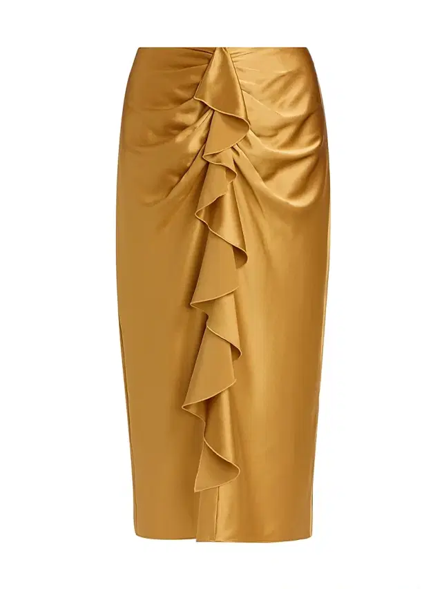 Cinq à Sept Women's Cynthia Silk Midi-Skirt - Honey Clove