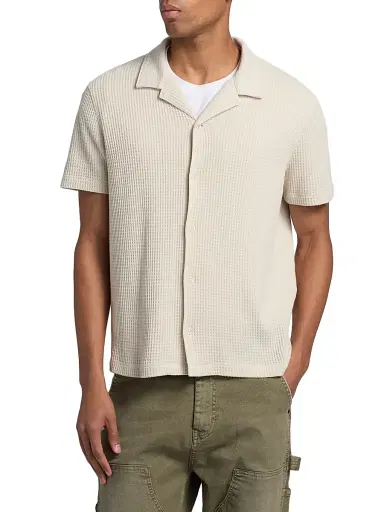 Vince Men's Macro-Waffle Camp Shirt - Blanco - Size XXL | Thumbnail 3
