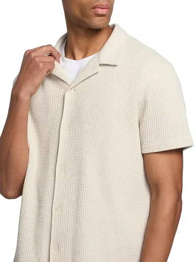 Vince Men's Macro-Waffle Camp Shirt - Blanco - Size XXL | Thumbnail 6