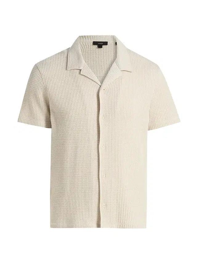 Vince Men's Macro-Waffle Camp Shirt - Blanco