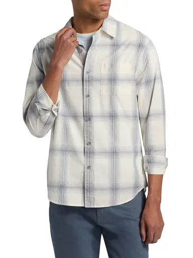 Vince Men's Townes Plaid Cotton Shirt - Blanco Hawk | Thumbnail 3