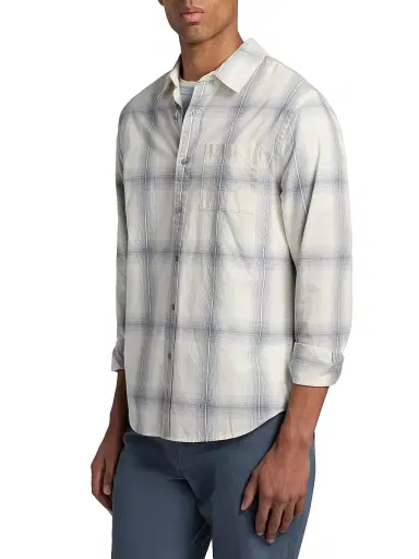 Vince Men's Townes Plaid Cotton Shirt - Blanco Hawk | Thumbnail 4