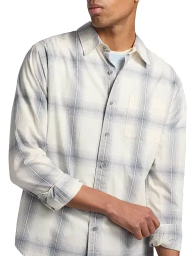Vince Men's Townes Plaid Cotton Shirt - Blanco Hawk | Thumbnail 6