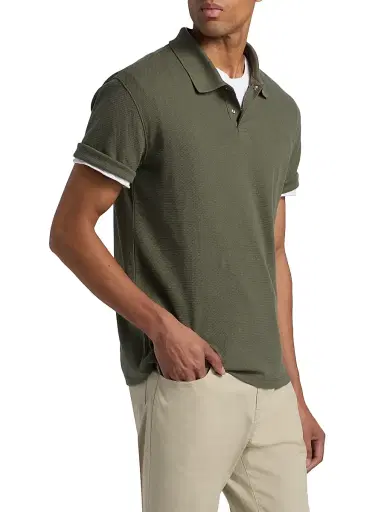 Vince Men's Mesh Knit Snap Polo Shirt - Coulter Green - Size XXL | Thumbnail 4 Vince Men's Mesh Knit Snap Polo Shirt - Coulter Green - Size XXL | Thumbnail 4