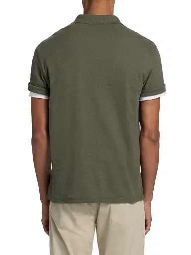 Vince Men's Mesh Knit Snap Polo Shirt - Coulter Green - Size XXL | Thumbnail 5 Vince Men's Mesh Knit Snap Polo Shirt - Coulter Green - Size XXL | Thumbnail 5