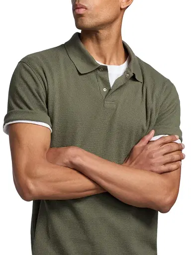Vince Men's Mesh Knit Snap Polo Shirt - Coulter Green - Size XXL | Thumbnail 6 Vince Men's Mesh Knit Snap Polo Shirt - Coulter Green - Size XXL | Thumbnail 6