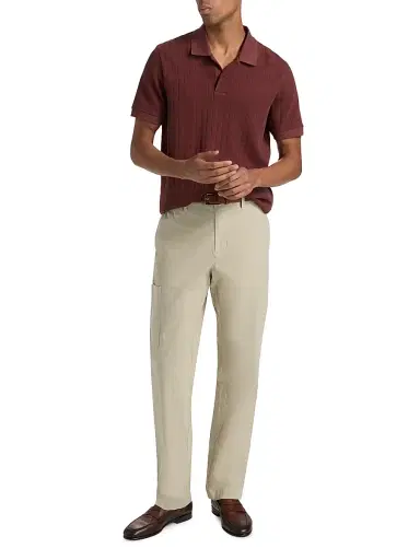Vince Men's Drop-Needle Striped Pima Cotton Polo Shirt - Deep Satin - Size XXL | Thumbnail 2 Vince Men's Drop-Needle Striped Pima Cotton Polo Shirt - Deep Satin - Size XXL | Thumbnail 2