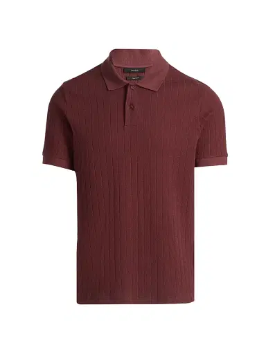 Vince Men's Drop-Needle Striped Pima Cotton Polo Shirt - Deep Satin - Size XXL | Thumbnail 1 Vince Men's Drop-Needle Striped Pima Cotton Polo Shirt - Deep Satin - Size XXL | Thumbnail 1