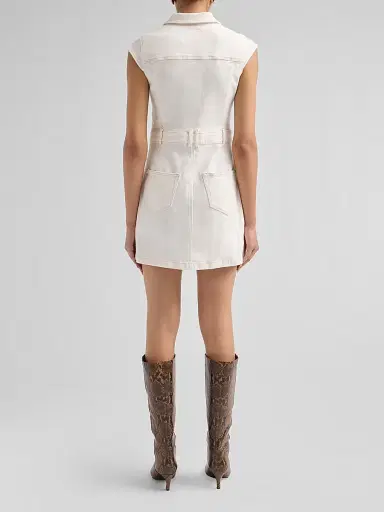 PAIGE Women's Jaxsyn Denim Minidress - Toasted Ecru - Size 10 | Thumbnail 3
