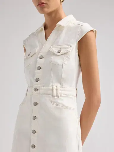 PAIGE Women's Jaxsyn Denim Minidress - Toasted Ecru - Size 10 | Thumbnail 5