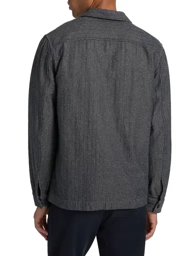 Vince Men's Herringbone Cotton-Linen Overshirt - Coastal - Size XXL | Thumbnail 5