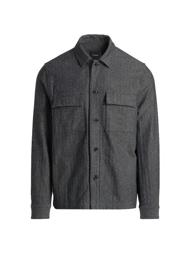 Vince Men's Herringbone Cotton-Linen Overshirt - Coastal - Size XXL | Thumbnail 1