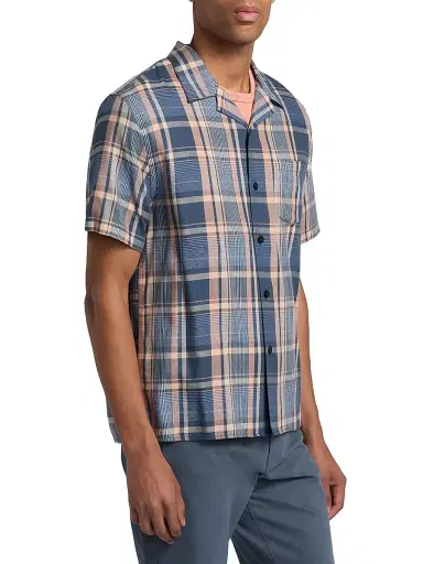 Vince Men's Prine Plaid Camp Shirt - Prussian Blue | Thumbnail 4