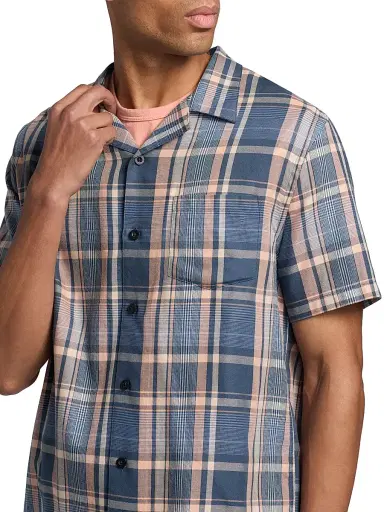 Vince Men's Prine Plaid Camp Shirt - Prussian Blue | Thumbnail 6