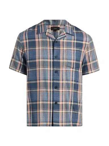 Vince Men's Prine Plaid Camp Shirt - Prussian Blue | Thumbnail 1