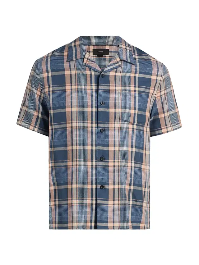 Men's Prine Plaid Camp Shirt - Prussian Blue