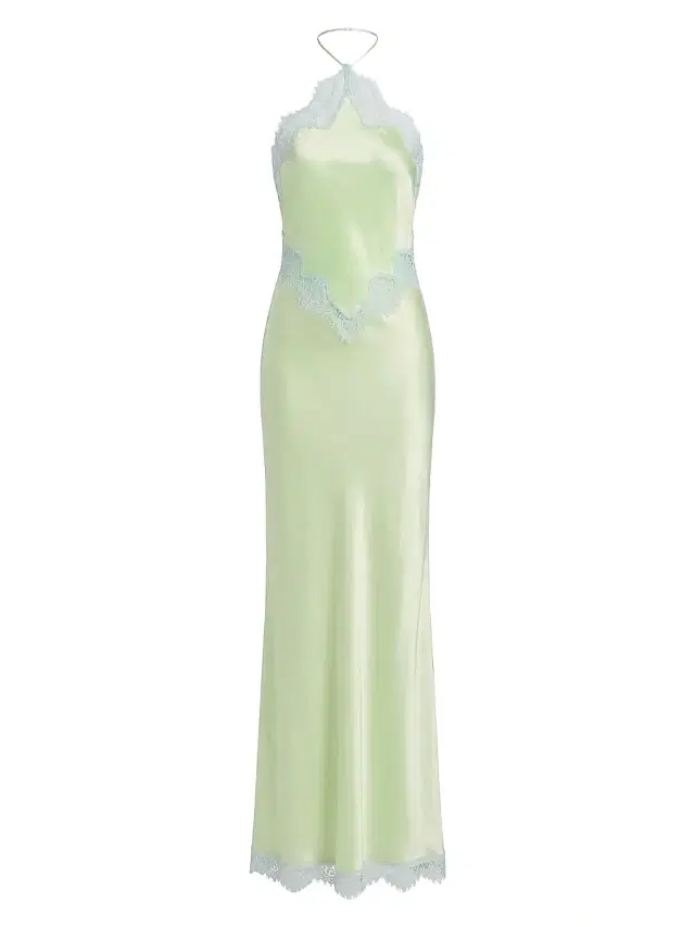 Retrofête Women's Everly Lace-Trim Satin Gown - Glace Pistachio