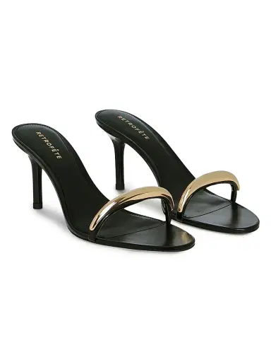 Retrofête Women's Karli 75MM Leather Stiletto-Heel Sandals - Black | Thumbnail 2