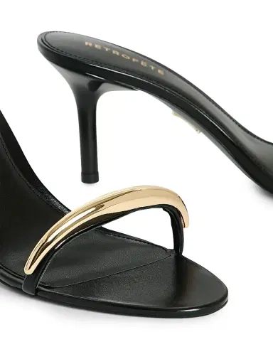 Retrofête Women's Karli 75MM Leather Stiletto-Heel Sandals - Black | Thumbnail 4
