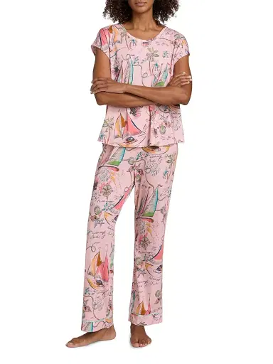 Johnny Was Women's The Bobbie Cotton-Blend Crop Pajamas - Delphina - Size XL | Thumbnail 2 Johnny Was Women's The Bobbie Cotton-Blend Crop Pajamas - Delphina - Size XL | Thumbnail 2