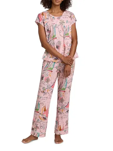 Johnny Was Women's The Bobbie Cotton-Blend Crop Pajamas - Delphina - Size XL | Thumbnail 3 Johnny Was Women's The Bobbie Cotton-Blend Crop Pajamas - Delphina - Size XL | Thumbnail 3