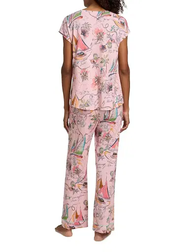 Johnny Was Women's The Bobbie Cotton-Blend Crop Pajamas - Delphina - Size XL | Thumbnail 5 Johnny Was Women's The Bobbie Cotton-Blend Crop Pajamas - Delphina - Size XL | Thumbnail 5
