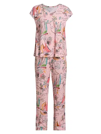 Johnny Was Women's The Bobbie Cotton-Blend Crop Pajamas - Delphina - Size XL | Thumbnail 1 Johnny Was Women's The Bobbie Cotton-Blend Crop Pajamas - Delphina - Size XL | Thumbnail 1