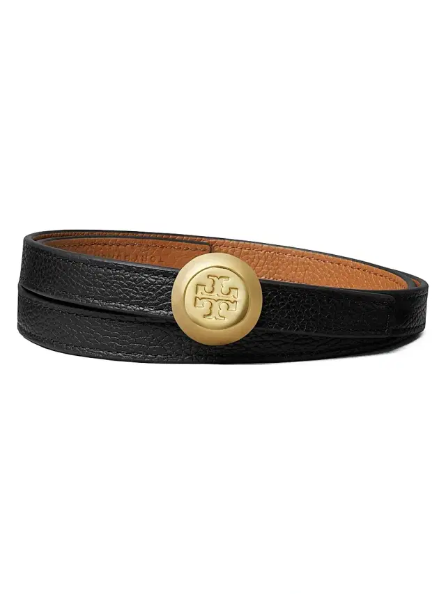 Tory Burch Women's Romy Reversible Leather Belt - Black Aged Tan