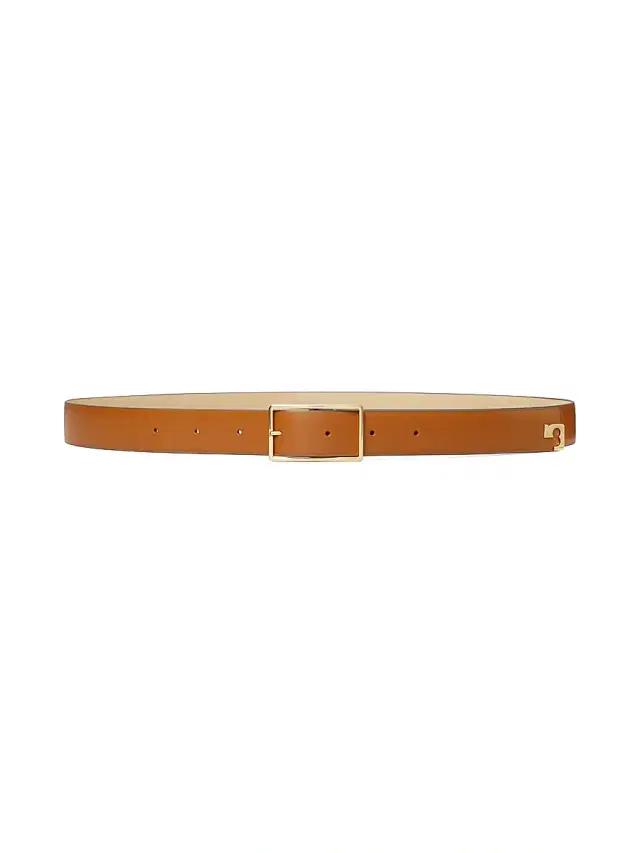 Tory Burch Women's Roller Buckle Leather Belt - Aged Tan And Gold