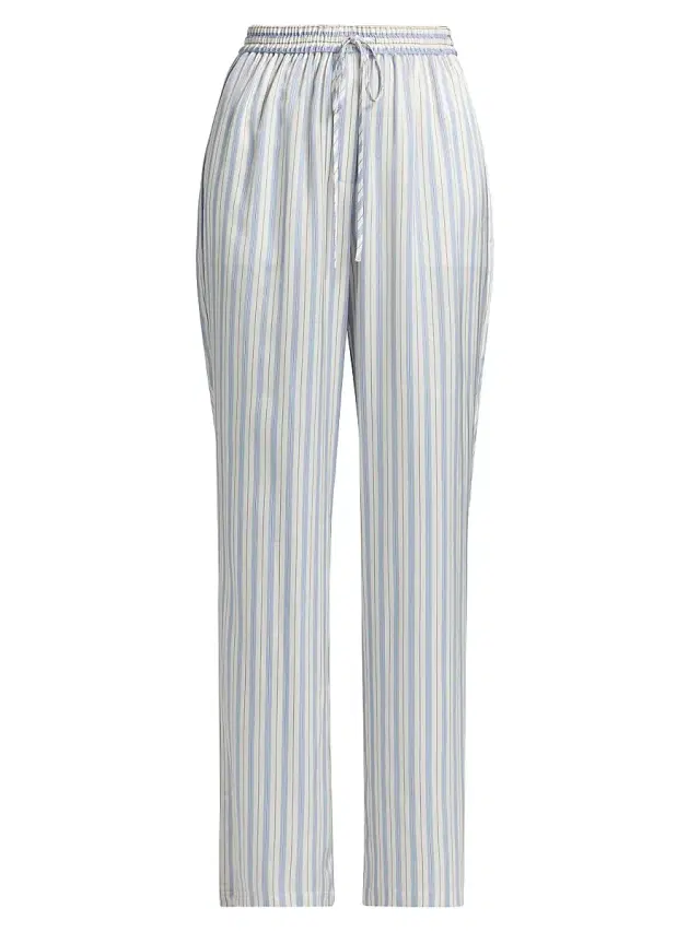 Derek Lam 10 Crosby Women's Aurely Striped Satin Wide-Leg Pants - Lisbon Blue Stripe