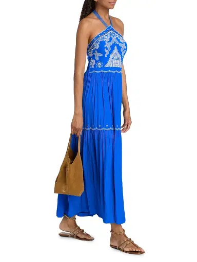 Ramy Brook Women's Kenna Paisley Halter Maxi Dress - Capri Blue - Size Medium | Thumbnail 2 Ramy Brook Women's Kenna Paisley Halter Maxi Dress - Capri Blue - Size Medium | Thumbnail 2