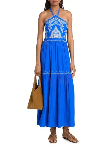 Ramy Brook Women's Kenna Paisley Halter Maxi Dress - Capri Blue - Size Medium | Thumbnail 3 Ramy Brook Women's Kenna Paisley Halter Maxi Dress - Capri Blue - Size Medium | Thumbnail 3