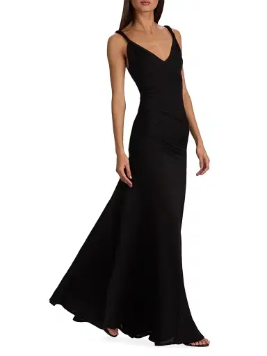 Alice + Olivia Women's Bianca Twist-Strap Godet Maxi Dress - Black - Size 14 | Thumbnail 3 Alice + Olivia Women's Bianca Twist-Strap Godet Maxi Dress - Black - Size 14 | Thumbnail 3