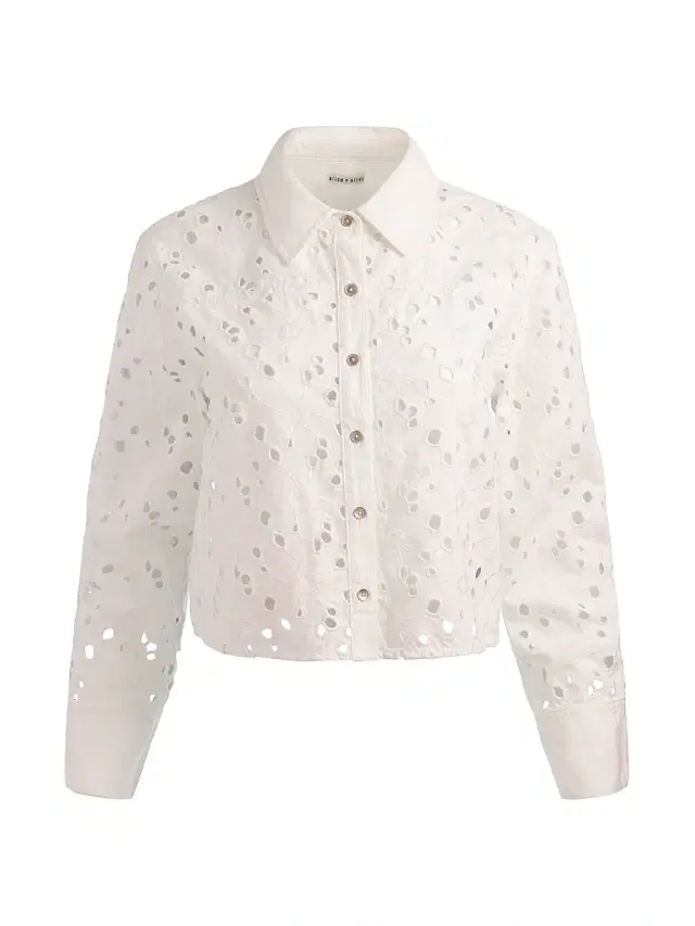 ALICE + OLIVIA Women's Finely Cotton-Blend Crop Denim Shirt - Off White