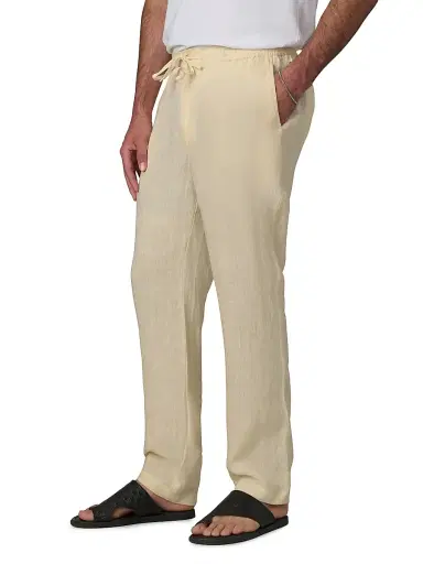 Joe's Jeans Men's Linen Drawstring Straight-Leg Pants - Summer Sand - Size XXL | Thumbnail 4 Joe's Jeans Men's Linen Drawstring Straight-Leg Pants - Summer Sand - Size XXL | Thumbnail 4