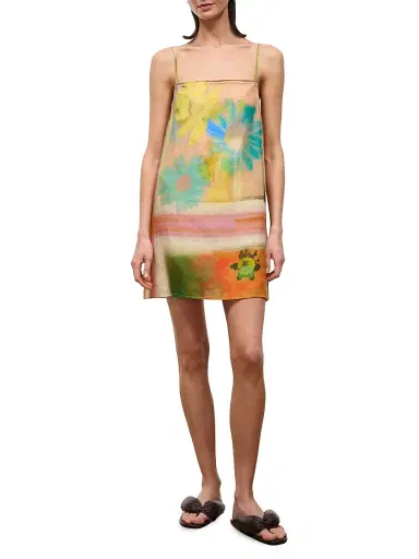 Staud Women's Laura Linen Minidress - Superbloom Scarf - Size Small | Thumbnail 2