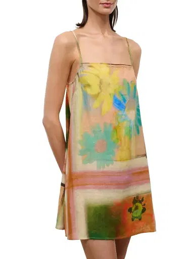 Staud Women's Laura Linen Minidress - Superbloom Scarf - Size Small | Thumbnail 3