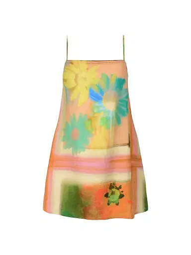 Staud Women's Laura Linen Minidress - Superbloom Scarf - Size Small | Thumbnail 1
