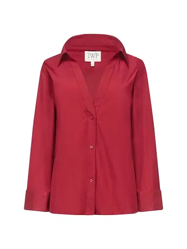 TWP Women's Deep V-Neck Relaxed Shirt - Karanda Red - Size XL | Thumbnail 1