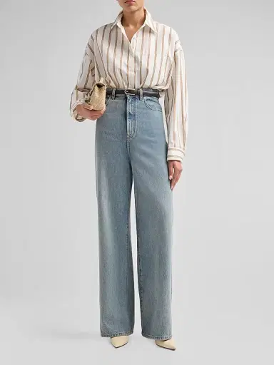 TWP Women's Something Borrowed Stripe Cotton Button-Front Shirt - White Khaki - Size Medium | Thumbnail 2 TWP Women's Something Borrowed Stripe Cotton Button-Front Shirt - White Khaki - Size Medium | Thumbnail 2