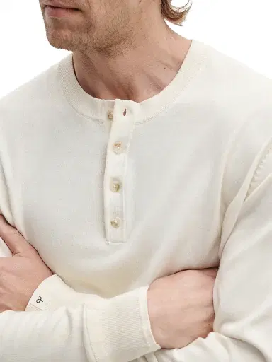 rag & bone Men's Cotton Henley - Chalk | Thumbnail 3