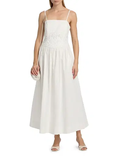 Milly Women's Lou Crochet Cotton Maxi Dress - White - Size 12 | Thumbnail 3 Milly Women's Lou Crochet Cotton Maxi Dress - White - Size 12 | Thumbnail 3