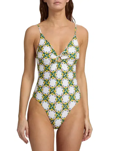 Milly Women's Lemon Tile Ring One-Piece Swimsuit - White Multi - Size Large | Thumbnail 3 Milly Women's Lemon Tile Ring One-Piece Swimsuit - White Multi - Size Large | Thumbnail 3