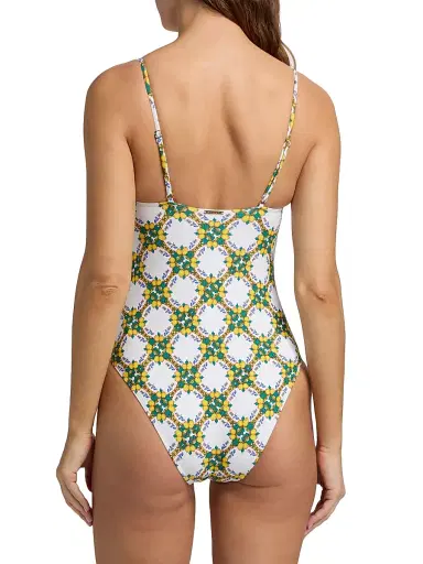 Milly Women's Lemon Tile Ring One-Piece Swimsuit - White Multi - Size Large | Thumbnail 4 Milly Women's Lemon Tile Ring One-Piece Swimsuit - White Multi - Size Large | Thumbnail 4