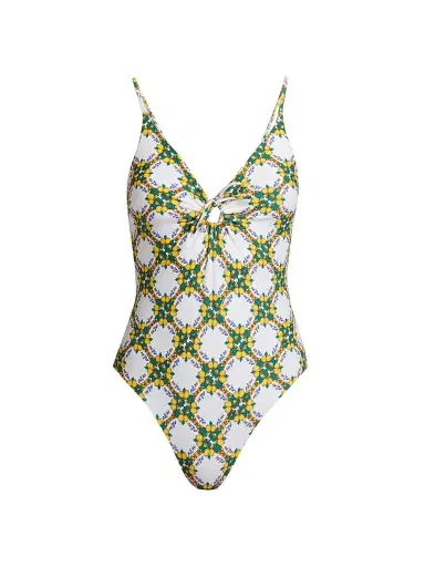 Milly Women's Lemon Tile Ring One-Piece Swimsuit - White Multi - Size Large | Thumbnail 1 Milly Women's Lemon Tile Ring One-Piece Swimsuit - White Multi - Size Large | Thumbnail 1